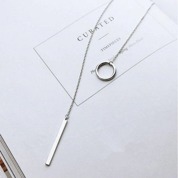 NEW 925 Sterling Silver Toggle Bar Circle Neclace - Picture 3 of 5